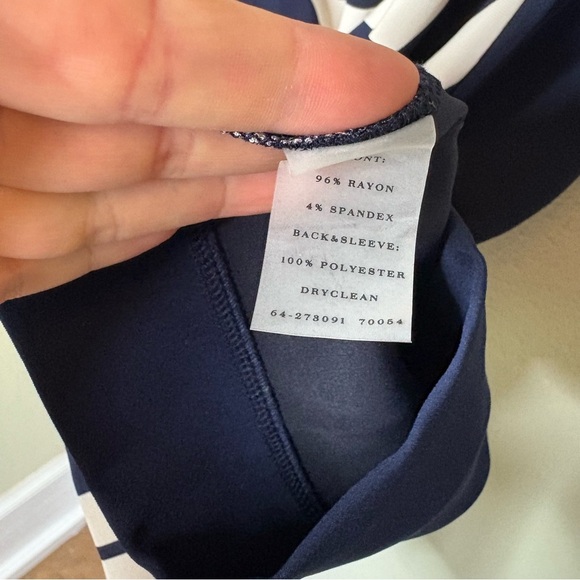 Ann Taylor Geometric Navy and White Dress Size Small Petite - Picture 5 of 6